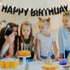 KatchOn, Glitter Black Happy Birthday Banner Light Up – Prestrung, 10 Feet | …