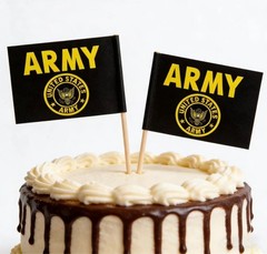 100 Pcs US Army Gold Crest Toothpick Flag Small Mini United States Military C…