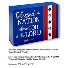 Blessed Is The Nation Whose God Is the Lord Wooden Tabletop Block 7″L x 5″H #258