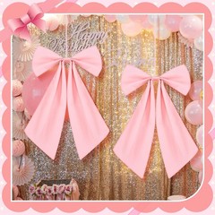 2 Pcs Large Pink Bows Decorations Coquette Party Decors 11 x 16 Inches Polyes…