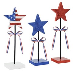 4th of July Table Decorations Wooden Star Set, 3 Pcs Memorial Day Tiered Tray…