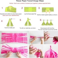 Blue Red and White Tissue Paper Tassels Party Tassel Garland Blue Red White