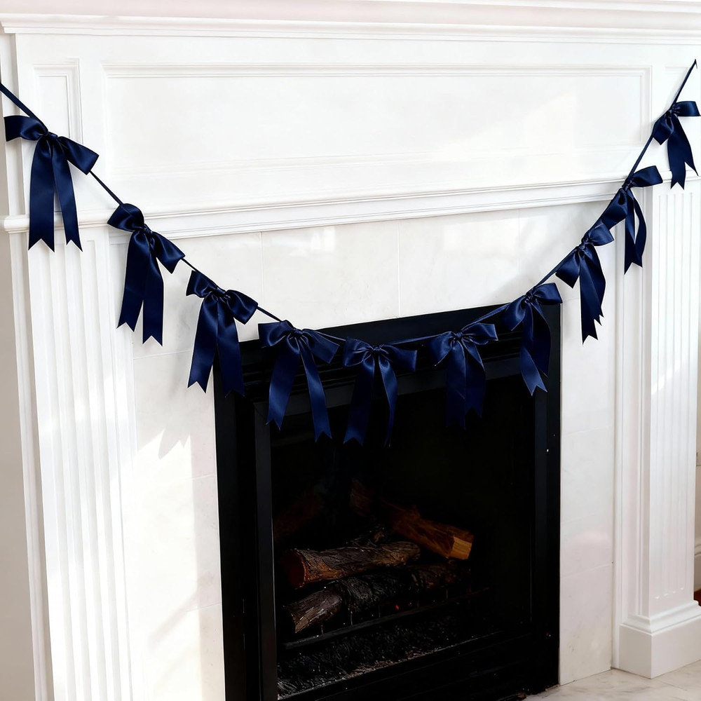 Bow Garland Banner – 10Pcs Pre-Strung Satin Bows for Baby Shower, Birthday, Brid