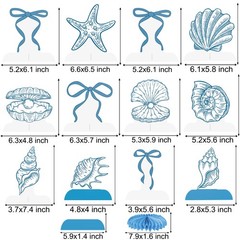 Blue Bow Starfish and Seashell Honeycomb Centerpieces 12PCS Ocean Coastal Bac…