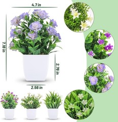 Der Rose 4 Pack Small Fake Plants Mini Artificial Faux Indoor 4-color