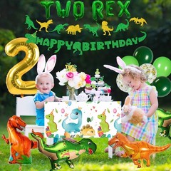 Two Rex Dinosaur 2nd Birthday Party Decorations Pack – Green Dinosaur Theme -…