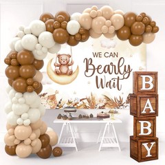 DataMoon Teddy Bear Baby Shower Party Decorations Wood Grain Boxes with Baby…