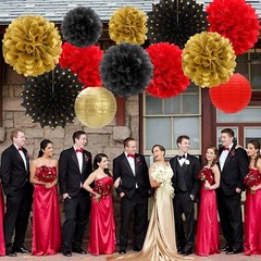 Red-Black Gold Casino Theme Party-Decorations – 20pcs Game Night Paper Lanter…