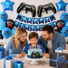 Video Game Birthday Decorations for Boys,Game Party Decoration with Blue Blac…
