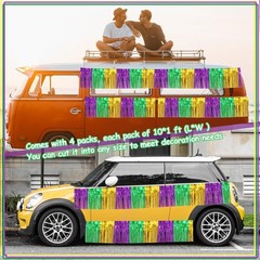 Vibrant 10ft Green Gold Purple Tinsel Garland Streamers for Festive Events