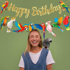 Tropical Parrot Birthday Banners Parrot Happy Birthday Paty Decoration Brids Cut