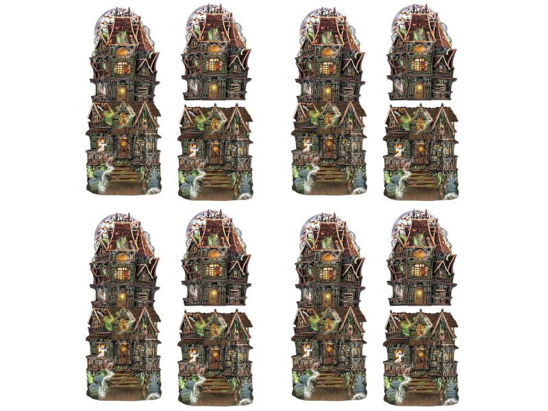 Jumbo Haunted House Cutouts Set Halloween Decor 4 Pieces Party Props Decoration