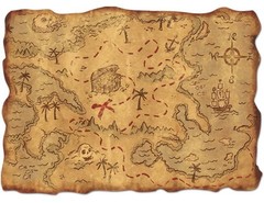 Vintage Pirate Treasure Map Decoration 18”x12” Ready-to-Display Accessory. NEW