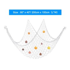 Decorative Fishing Net 40″ x 80″ Fish Net Party Decorative with Shell White