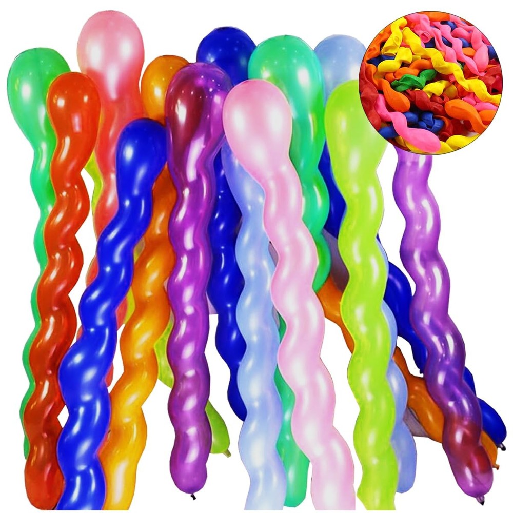 Spiral Balloon Mixed Color 100 pcs, 40 Inches Latex Twisted Long Balloon for …