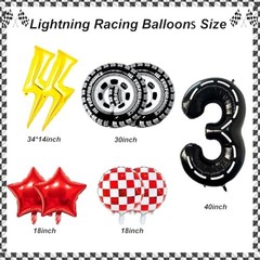 30″ Tire Balloons with Lightning Bolt Foil Style3 Race Car Party Decorations