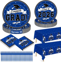 122 Pcs 2026 Graduation Decorations Serves 30, Graduation Party Plates and Napki