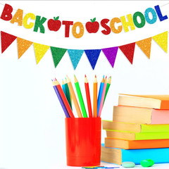 Glitter Back to School Banner and Colorful Glittery Pennant Banner for Back to S