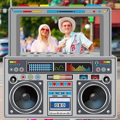 Radio Boombox Photo Booth Props for 80s 90s Party Decorations 59 X 59 Inch Gray