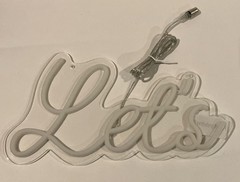 LED Neon ‘Let’s Party’ White Script Hanging Party Decoration Plastic