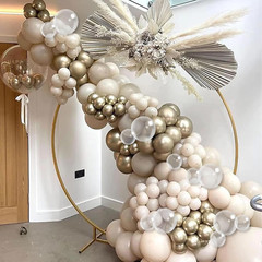 Beige White Gold Balloons,12 Inchs Sand White Metallic Champagne Clear Bride Bal