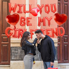 16 Inches Red ‘WILL YOU BE MY GIRLFRIEND’ Balloons Banner – Mylar Proposal