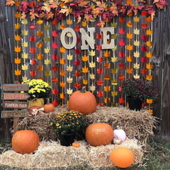2pcs Fall Decor, Red Gold Orange Maple Leaves, Autumn Harvest Photo Booth Props