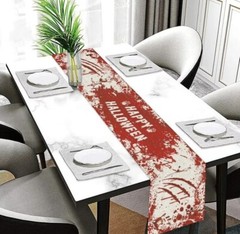 Halloween Table Runner Black & Orange Red Linen – 14 x 71 Inches – Non-Slip – UK
