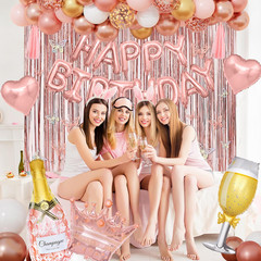 Rose Gold Birthday Party Decorations for Women Girls, Rose Gold Pink Confetti Fo