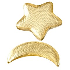 2 Pcs Hammered Star and Moon Fruit Plate Serving Tray Eid Display Platter
