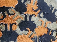 Halloween Witch Cauldron Die Cut Sparkle Black Orange Glitter Confetti 30piece