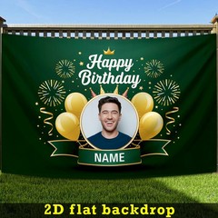 Personalized Banner Name Photo 2D Flat Birthday Banner Crown Men Party Backdrop☋