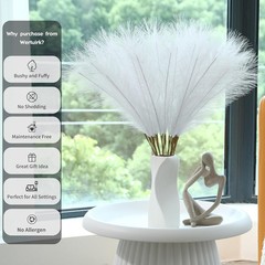 30pcs White Pampas Grass – 24 Inch Faux Decor, 30 Pieces,