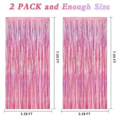2 Pack Glitter Pink Backdrop, 3.28 FT x 7.05 FT Birthday 2 PCS Glitter pink
