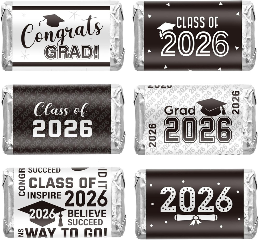 90 Pcs Graduation 2026 Decoration Label Sticker – Congrats Grad Mini Candy Bar W