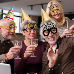 24Pcs 1956 70Th Birthday Paper Glasses Decorations for Men Women – Black Gold Ha