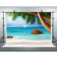 10x7ft Tropical Beach Photography Backdrops White Cloud Blue Sky Sea Coconut …