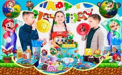 Super Mario Party Decoration Balloons Banner Tableware Tablecloth Plates Set Cup