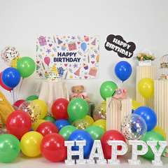Red Yellow Blue Balloons, 12 Inch Carnival Circus Balloon, Matte Blue Yellow Red