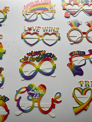 12 Pcs Pride Rainbow Photo Booth Props, Gay Pride Day Love Is Love Paper Glasses