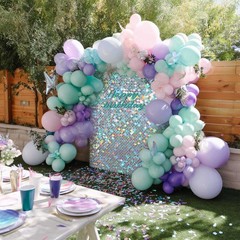 12 Pcs Mermaid Shimmer Wall Backdrop Panel Iridescent Silver Sequin Party 3×4 Ft
