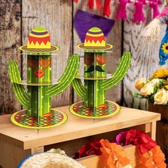 2 Pack Cactus Cupcake Stand – 3 Tier Cardboard Display for Fiesta, Cinco de Mayo