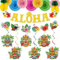 Luau Party Decorations Party Supplies with Aloha 15 Pcs Hawaiian Tropical