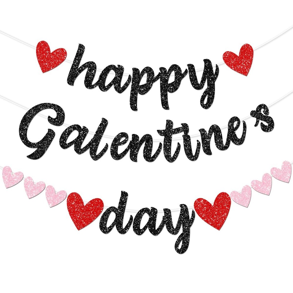 FHGG Glitter Black Happy Galentine’s Day 9 inches x 6.5 inches, black