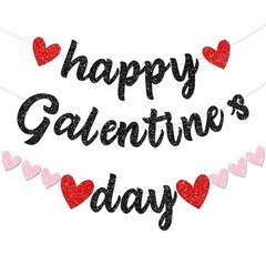 FHGG Glitter Black Happy Galentine’s Day 9 inches x 6.5 inches, black