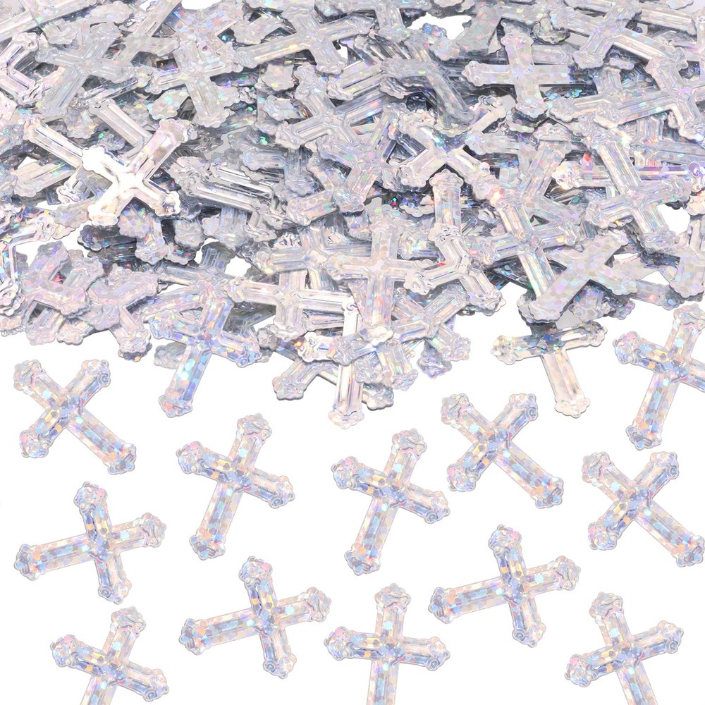 520Pcs Cross Table Confetti Decor Glitter Table Confetti Cross Decoration for B