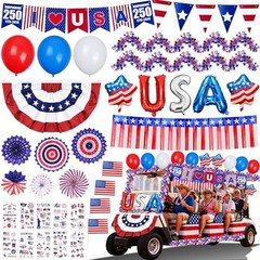 Patriotic Golf Cart Decorations Kit for 4th of July Parade Party