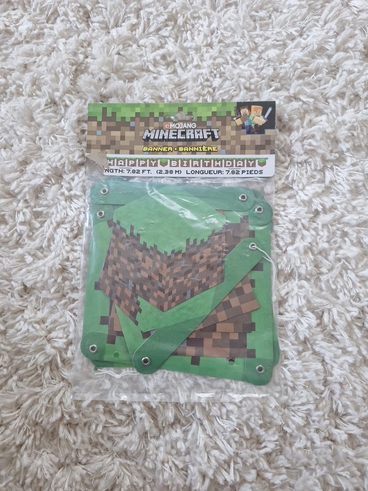 NEW 7.5 Foot MINECRAFT “Happy Birthday” Banner