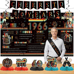 60Th Birthday Decorations for Men Women – 14PCS Vintage 1966 Birthday Banners Ha
