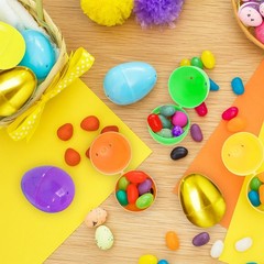 100 Pcs 2.4″ Fillable Easter Eggs,Bulk Plastic Hinged Empty Eggs,Bright Color…